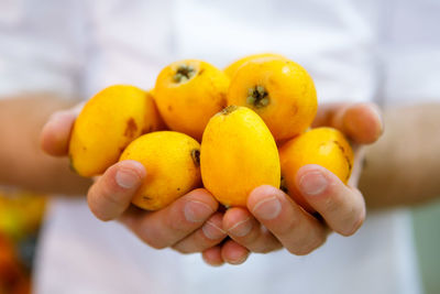 Close-up of hand holding fruits