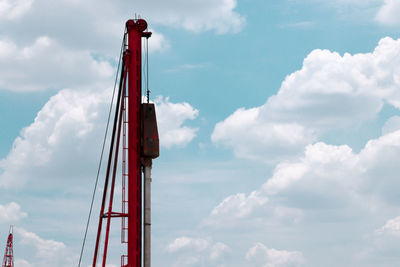 Pile driver working in construction site