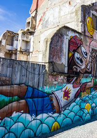 Low angle view of graffiti on building