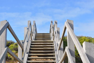 Low angle view of staircase against sky