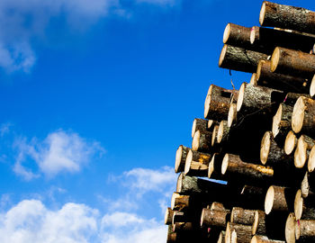 Low angle view of building against blue sky