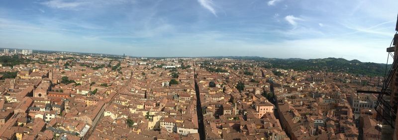 High angle view of buildings in city