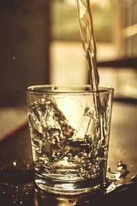 Close-up of beer in glass