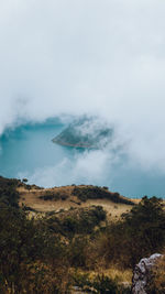 Scenic view of volcanic landscape against sky