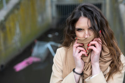 Portrait of beautiful woman outdoors