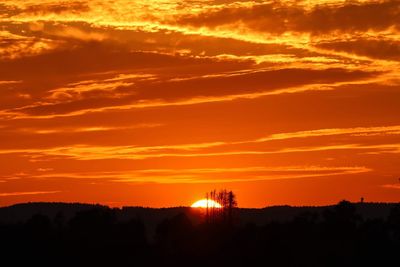 Scenic view of silhouette landscape against romantic sky at sunset