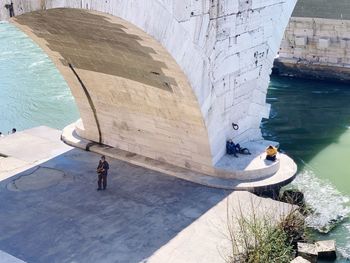 High angle view of people in sea