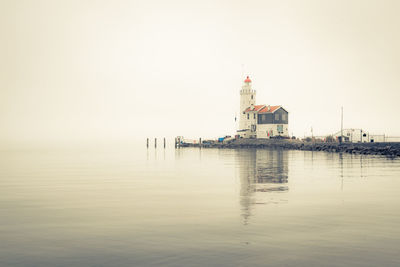 View of lighthouse in sea