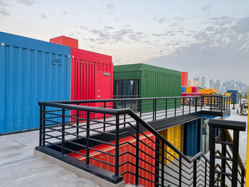 Eclectic street corniche doha. colorful containers food street. box park doha, qatar