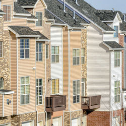 Low angle view of buildings in city