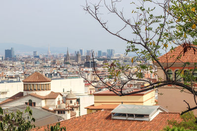 High angle view of townscape against sky