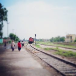 Railroad track on road