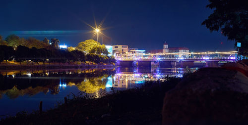 View of illuminated city at night