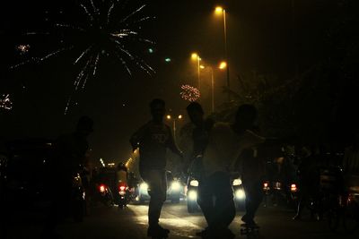 Firework display at night