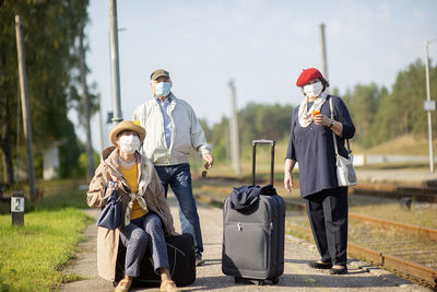 Group of people walking in park