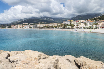 The seafront of menton with beautiful beaches