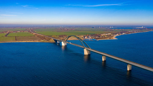 High angle view of bridge over sea against sky