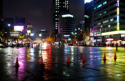 Illuminated city at night