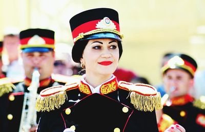 Close-up of young woman wearing mask