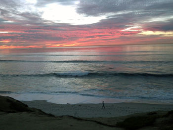 Scenic view of sea at sunset