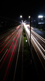Light trails on highway at night