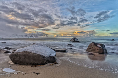 Scenic view of sea against sky during sunset