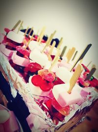 Close-up of cake with ice cream