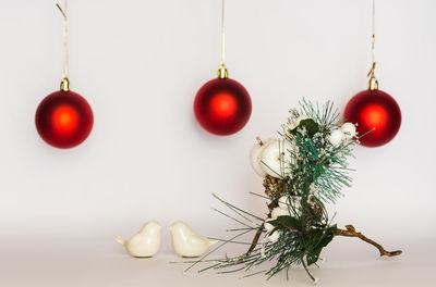 Close-up of christmas decoration hanging on tree