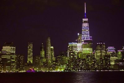 City lit up at night