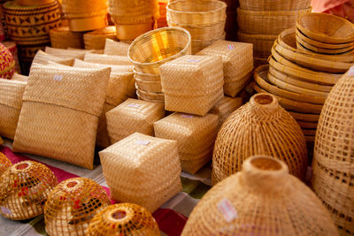 Wicker basket for sale in market