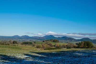 Scenic view of landscape against blue sky