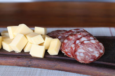 Close-up of food on table