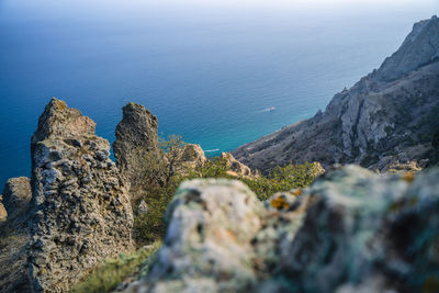 Journey to mysterious part of majestic karadag volcanic mountain range  crimea, on a black sea shore