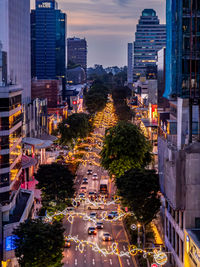High angle view of buildings in city