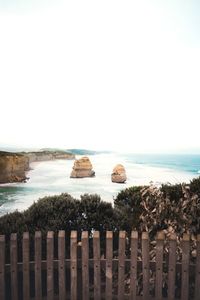 Scenic view of beach against clear sky