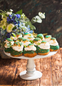 High angle view of cake on table