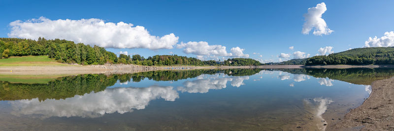 Panoramic image of lake henne, sauerland, germany