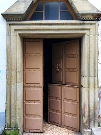 Closed door of building