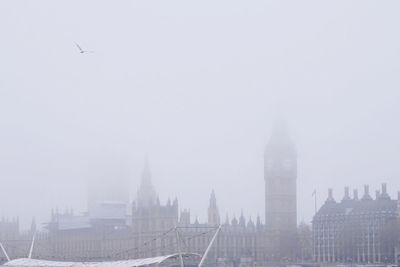 View of cityscape during foggy weather