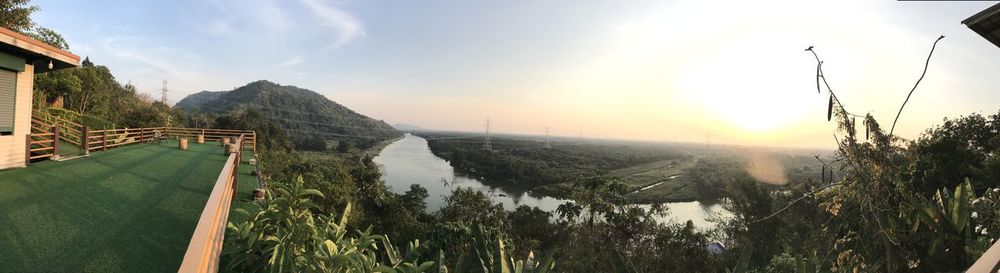 Panoramic view of landscape against sky during sunset