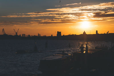 View of city at sunset