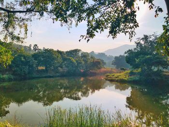 Scenic view of lake against sky