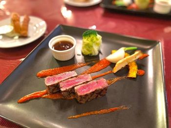 High angle view of food on table