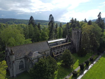 Panoramic view of historic building against sky