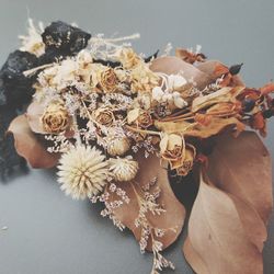 High angle view of wilted flower on table