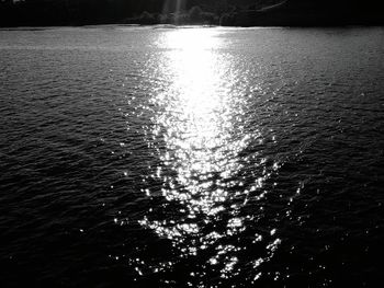 Reflection of lake in sunlight