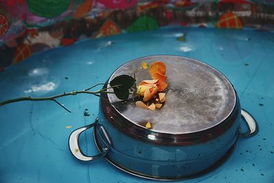 High angle view of food in container