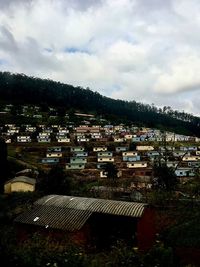 High angle view of townscape against sky