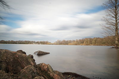 Scenic view of lake against sky