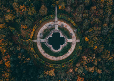 High angle view of built structure and trees